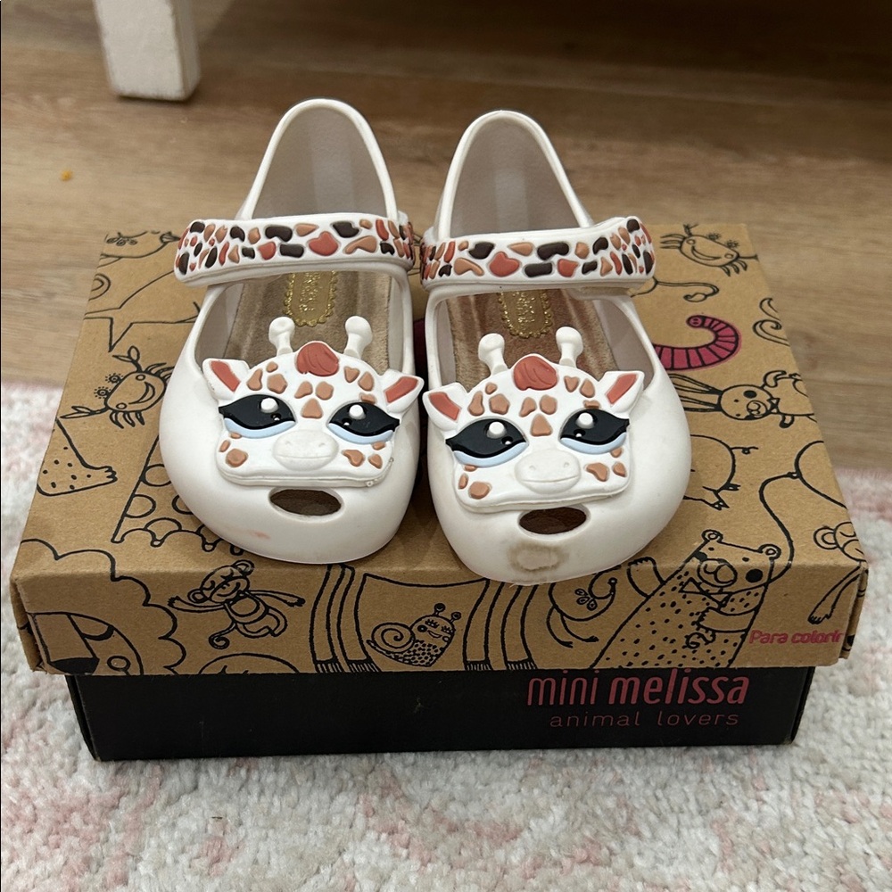 Mini Melissa Kids Giraffe Dress Shoes - Cream and Brown